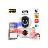 İMEXTECH Çift Kameralı 6MP WiFi IP Kamera, Gece Renkli Görüşlü, Bebek ve Evcil Hayvan Monitörü, Beyaz