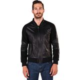 İmge Deri Kaşe Garnili Deri Bomber Mont - 2XL - Siyah