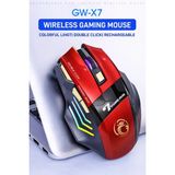 Imice Gw-X7 7 Tuşlu Sessiz 2.4g Wireless Bluetoothlu Şarj Edilebilir Kablosuz Gaming Mouse - Kırmızı