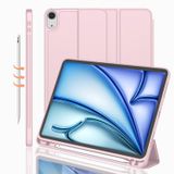 iMieet iPad Air 11" M3 (2025) / M2 (2024), iPad Air 5. (2022) / 4. Nesil (2020) 10,9 inç - Kalem Tutuculu ve Yumuşak TPU Arka (Pembe) ile Üç Katlı Stand Akıllı Kılıf