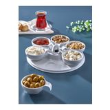 İMKA MELAMİN 6'lı Set Melamin Çerezlik, Kahvaltılık, Sosluk 7 Parça Beyaz