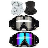 immoono 4 adet set, kir bisiklet gözlüğü yüz kapağı ile motosiklet gözlüğü ATV motokros sürme Offroad gözlük yetişkinler gençlik için