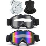immoono 4 Parça Set, Kir Bisiklet Gözlükleri Yüz Kapaklı Motosiklet Gözlükleri ATV Motokros Sürme Offroad Gözlükleri Yetişkinler Erkekler Kadınlar Gençler için, Mermer Siyah