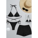Imoda Kadın 3'lü Set Siyah Şortlu ve Yandan Bağlamalı Bikini Mayo Takımı