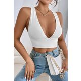 Imoda Kadın Beyaz Çapraz Sırt Detaylı Şık Crop Top Bluz
