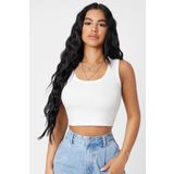 Imoda Kadın Beyaz Kare Yaka Crop Top Bluz