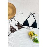 Imoda Kadın Leopar Desenli ve Siyah Minimal Kesim Üçgen Bikini Üstü