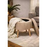 İmoka Dizayn Arlin Babyface Kum Beji Modern Sandıklı Dekoratif Puf Sandalye 48 X 48