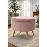 İmoka Dizayn Arlin Babyface Pembe Modern Sandıklı Dekoratif Puf Sandalye 48 X 48