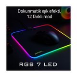 IMP-024T Empousa Rgb 7 LED Medıum Mousepad (320X270X3MM),12 Farklı Değişebilen Dokunmatik Işık Efekti,hızlı Kayan Yüzey, Kaymaz Kauçuk Taban - Option-1