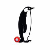 İmparator Penguen Ayakta Duran Siyah Mıknatıs, 9x4 cm, Metal ve Cam Tasarım, Mavi Nazar Boncuklu, Antarktika Temalı, Buzdolabı Süsü, magnet1 Adet