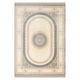 Imperial Luxe Il002m Krem Gri Çerçeveli Göbekli Halı Klasik Desen 100 Tarak Bambu Viskon İpek Serisi 100 X 200 Krem