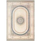 Imperial Luxe Il002m Krem Gri Çerçeveli Göbekli Halı Klasik Desen 100 Tarak Bambu Viskon İpek Serisi 160 X 230 Krem