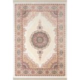 Imperial Luxe Il004r Krem Çerçeveli Göbekli Halı Klasik Desen 100 Tarak Bambu Viskon İpek Serisi 100 X 200 Krem