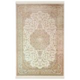 Imperial Luxe Il005s Krem Çerçeveli Göbekli Halı Klasik Desen 100 Tarak Bambu Viskon İpek Serisi 100 X 200 Krem
