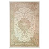 Imperial Luxe Il005s Krem Çerçeveli Göbekli Halı Klasik Desen 100 Tarak Bambu Viskon İpek Serisi 200 X 290 Krem