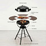 İmperiums BAZZ360 360° Masalı Kapaklı Kömürlü Barbekü Mangal – 55 cm Izgara, Termometreli, 92 cm Yükseklik, 120 cm Masa