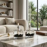 İmperiums Black Pearl Cylinder Dekoratif Kandil Mum 2'li Set - Siyah - 2 Adet