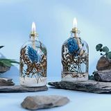 impeRiums Dekoratif Kandil Mum 100 ml 2'Li Set (Beyaz) - İçerisinde doğal bitkiler bulunan el yapımı tekrar doldurulabilir cam kandil mum seti