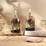 impeRiums Dekoratif Kandil Mum 100 ml 2'Li Set (Siyah) - İçerisinde doğal bitkiler bulunan el yapımı tekrar doldurulabilir cam kandil mum seti…