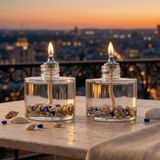 Imperiums Sea shell Cylinder Dekoratif Kandil Mum 2'li Set - Bej - 2 Adet
