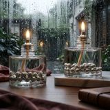İmperiums Silver Pearl Cylinder Dekoratif Kandil Mum 2'li Set - Gümüş - 2 Adet