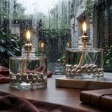 İmperiums Silver Pearl Cylinder Dekoratif Kandil Mum 2'li Set