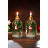 Imperiums Yılbaşı Özel Tasarım Noel Baba Charm Dekoratif Kandil Mum 2'li Set - Renkli - 2 Adet