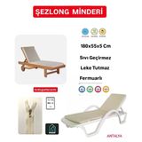 İmpertex Kumaş Fermuarlı Sıvı Geçiemez 180X55x5 Cm Şezlong Minderi Krem Yıkanabilir 2 Adet
