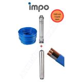 İmpo SK-404-10-1HP Krom Başlıklı Derin Kuyu Trifaze Motorlu 20 mt Kablolu Dalgıç Pompası