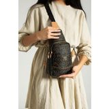 ImPolo Suzi SiyahKamelEmpirme Baskı Kadın Bel Ve Omuz Çantası 31x18 Ebatında