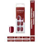 Impress Color Kendinden Yapışkanlı Takma Tırnak Kısa Parlak Bordo
