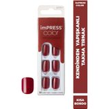 İmPRESS imPRESS Color Kendinden Yapışkanlı Kısa Bordo Takma Tırnak 30 Adet Pratik Kullanım Özelliği