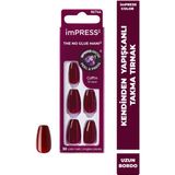 İmPRESS imPRESS Color Kendinden Yapışkanlı Uzun Bordo Takma Tırnak 30 Adet Pratik Kullanım Özelliği