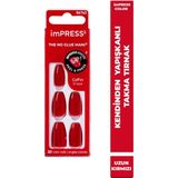 İmPRESS imPRESS Color Uzun Kırmızı Kendinden Yapışkanlı Takma Tırnak 30 Adet Pratik Kullanım Özelliği