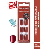 İmPRESS imPRESS Kısa Bordo Kendinden Yapışkanlı Takma Tırnak 30'lu Paket Pratik ve Hızlı Kullanım