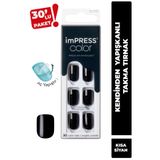 Impress Kendinden Yapışkanlı Takma Tırnak Kısa Parlak Siyah