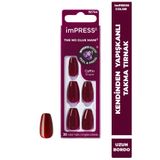 Impress Kendinden Yapışkanlı Takma Tırnak Uzun Bordo