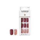 Impress Kendinden Yapışkanlı Takma Tırnak Uzun Mat Bordo Simli