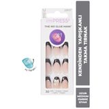 Impress Kendinden Yapışkanlı Takma Tırnak Uzun Medium French Siyah