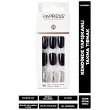 Impress Kendinden Yapışkanlı Takma Tırnak Uzun Siyah Simli
