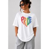 Impress Pride Baskılı Oversize Tişört, Rainbow Gökkuşağı Renkli Kalp Tasarım Tshirt, Equality Love Wins Be Yourself Colorful Graphic T-Shirt, Çok Geniş Salaş Kesim