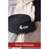 İmren Aksesuar 6 Cm Siyah Bel Paça Don Etek Lastiği Yassı Geniş 5 Metre