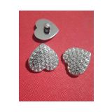 İMREN AKSESUAR KALP KRİSTAL TAŞLI 1,5 CM GRİ METALİZE DÜĞME 1 PAKET 5 ADET