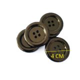imrenaksesuar 10 adet 15/20/25//30/35/40/45 mm Siyah Yuvarlak Düğmeler 4 Delikli Ceket Düğmeleri İşçilik, Takım Elbise Kumaş Yapımı Ceket Takım (SİYAH, 4 CM)