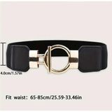 imrenaksesuar Kadın 4 cm Lastik Kemer Gold Metal Tokalı (SİYAH)