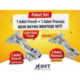 İmt Aksesuar 1 Adet Frenli 1 Adet Frensiz Deve Boynu Menteşe Seti - Mobilya Dolap Mutfak ve Gardırop Kapak Menteşesi