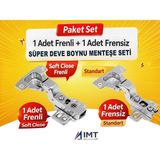 İmt Aksesuar 1 Adet Frenli 1 Adet Frensiz Süper Deve Menteşe Seti Mobilya Dolap Mutfak ve Gardırop Kapak Menteşesi