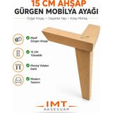 İmt Aksesuar 15 CM Ahşap Gürgen Mobilya Ayağı-Robot Süpürge Uyumlu Modern Koltuk Kanepe Baza TV Ünitesi Ayağı