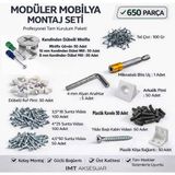 İmt Aksesuar 650 Parça Profesyonel Modüler Mobilya Montaj Seti -Mobilyalarla Uyumlu Minifix Montaj Ekipmanları